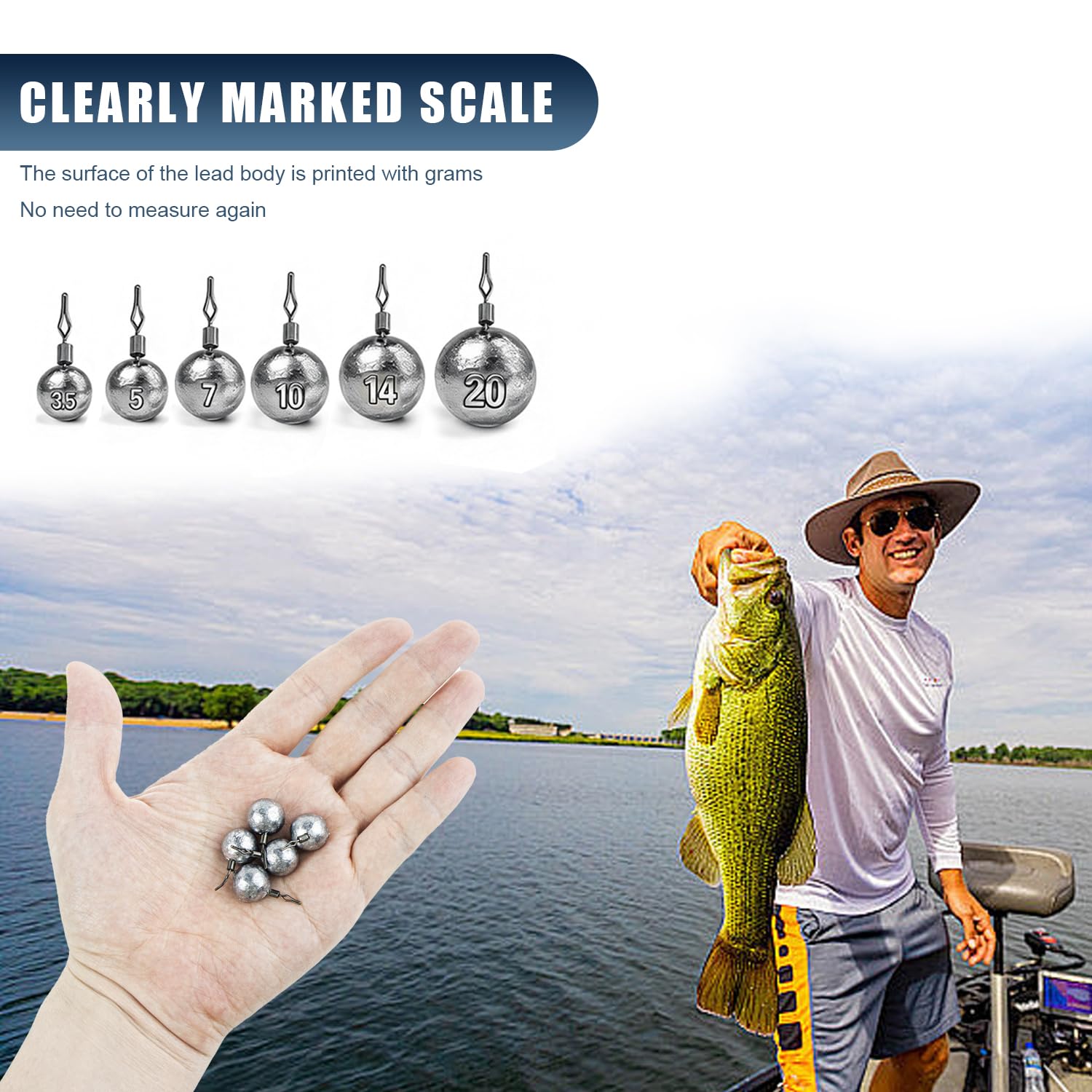 Pesi da pesca, set di accessori per la pesca, 35 pezzi, Sinker, specifiche da 3,5 a 20 g, per la drop-Shot piombo, girelle rotelle, pesca a scatto