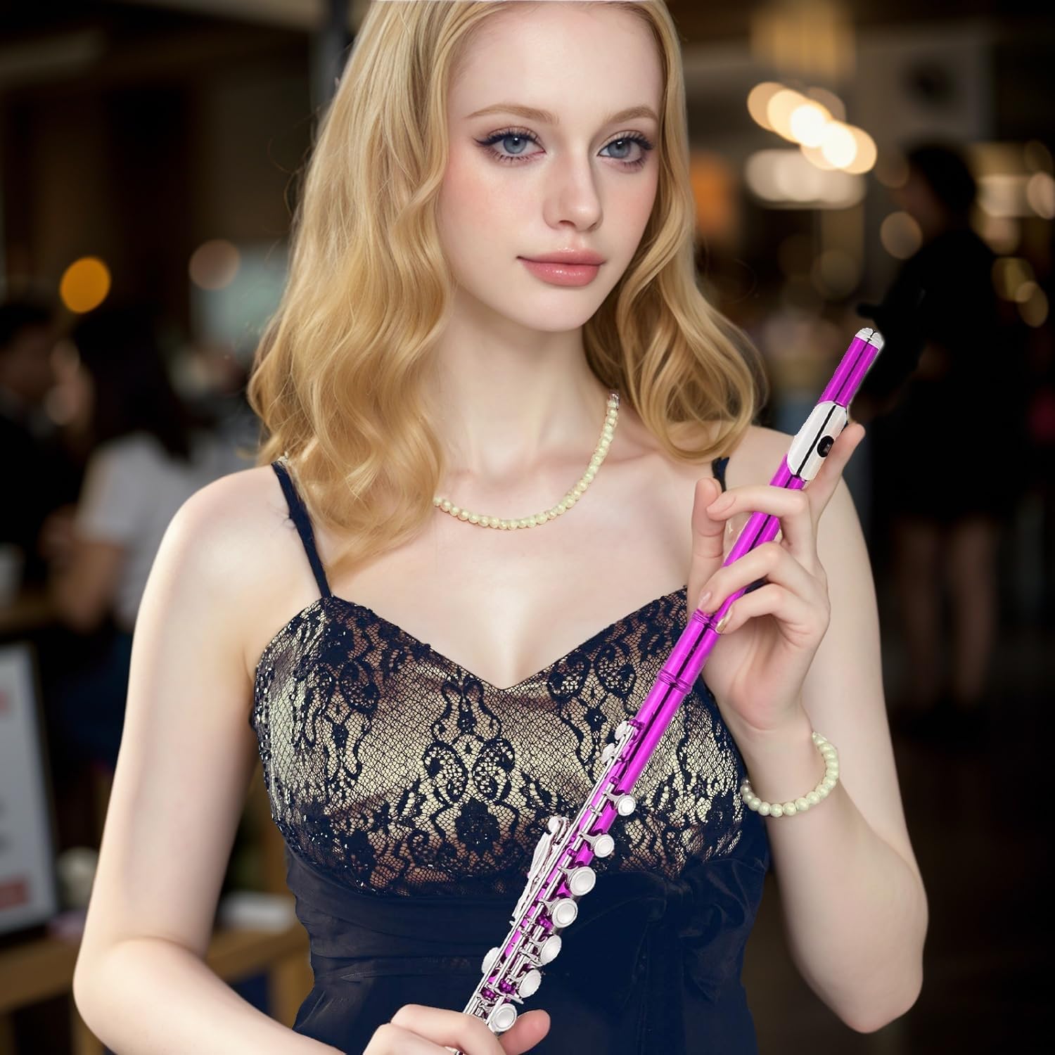 C Flute (Pink) – Closed Hole, 16-Key Flute with Offset G Split E Mechanism | Deluxe Lightweight Canvas Case with Shoulder Strap, Cleaning Cloth, Joint Grease & Gloves