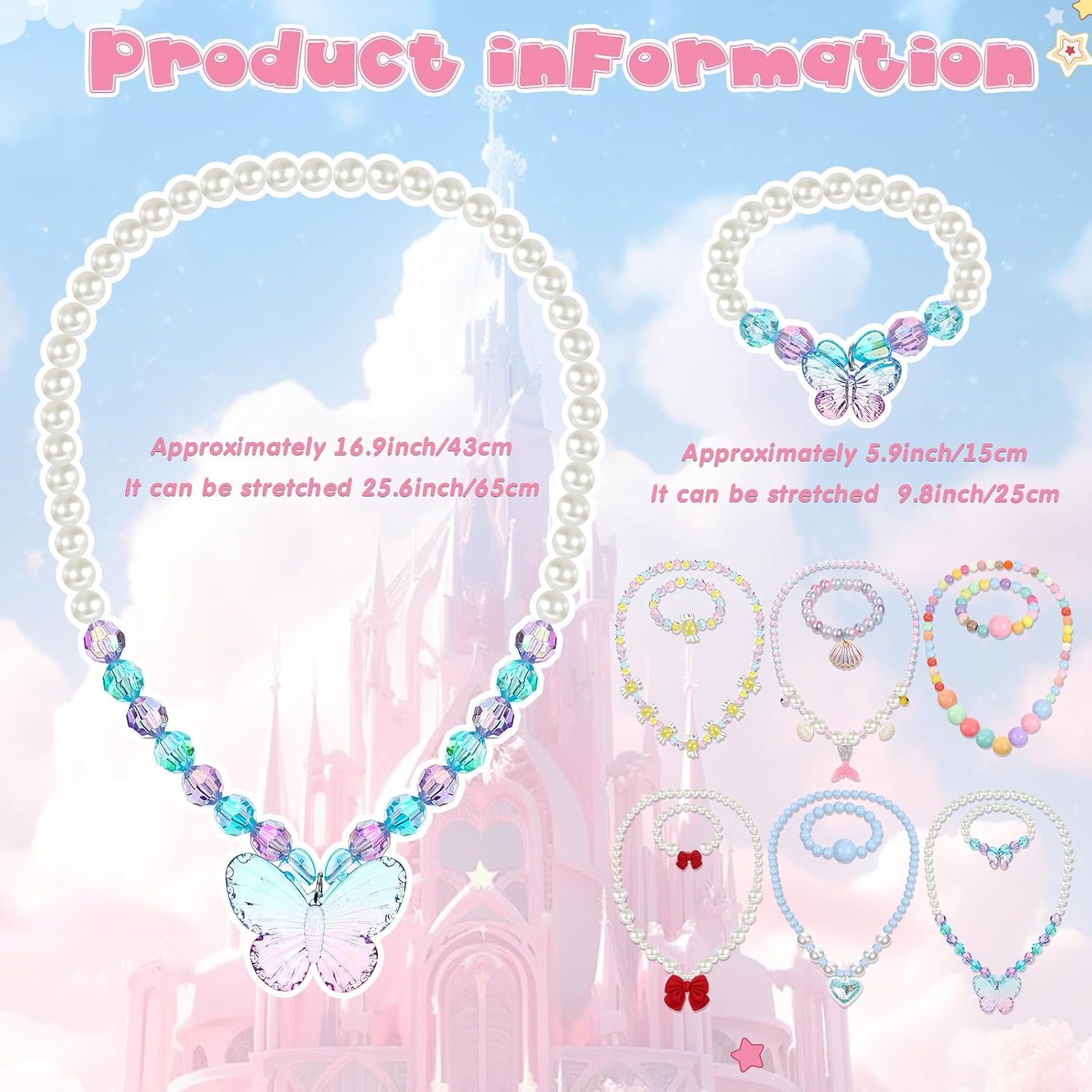 Sumind 6 Sets Toddler Jewelry for Little Girls, Beaded Gift, Mermaid Style