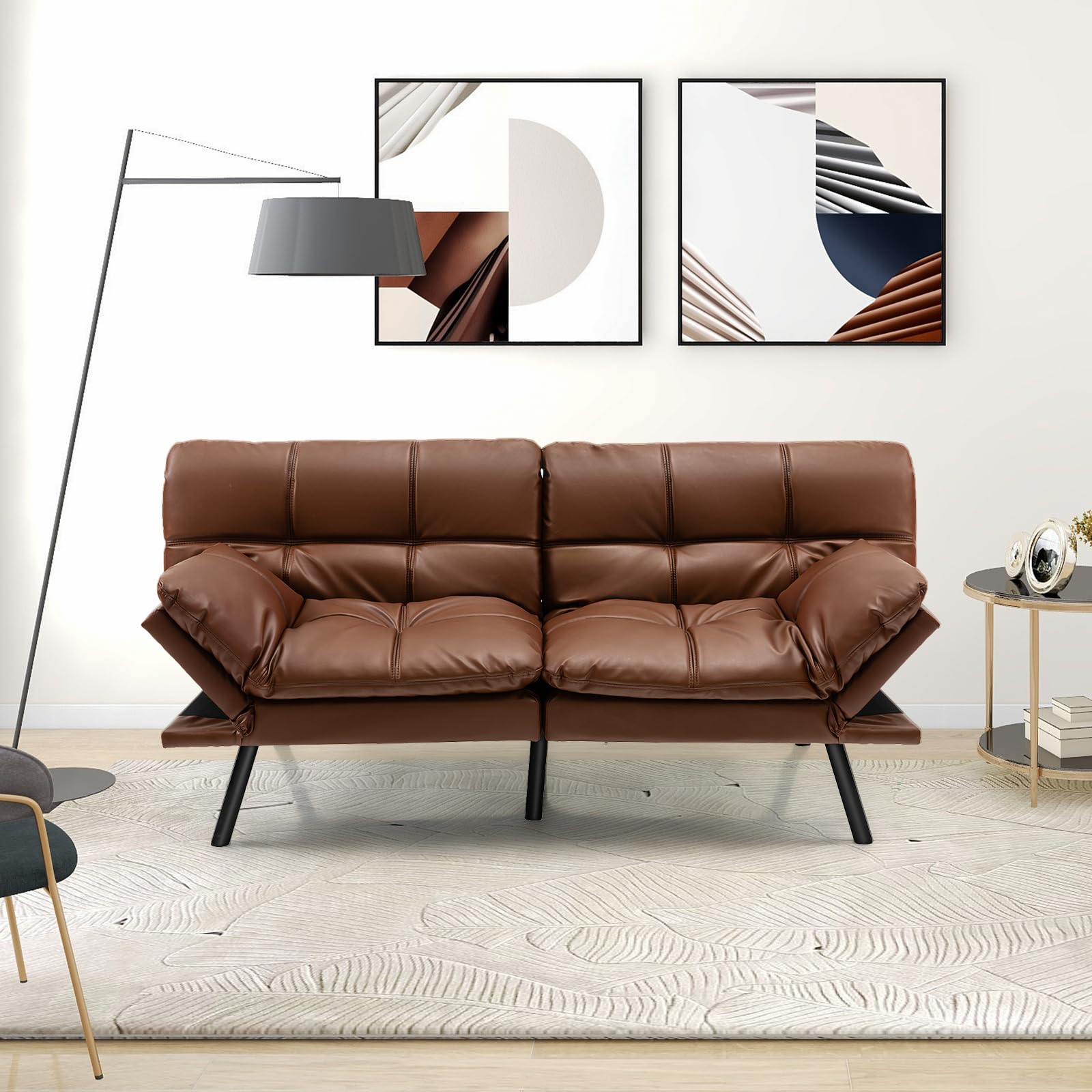 Klappsofa Mit Schlaffunktion - 2-Sitzer Sofabett Verstellbar Bis 180°