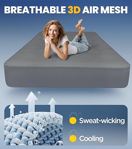 Miniatura 7 de Protector de colchón 100% impermeable con alta resistencia a los líquidos, protector de colchón transpirable 3D Air Queen, funda de colchón de bambú