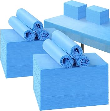 100pcs Disposable Bed Sheets, Massage Spa Sheets, Soft Non-Woven Fabric Massage Table Bed Sheet Protective Duvets for Beauty Salon, Spa, Massage, Hotels, Beautician, 180 x 80 cm Blue