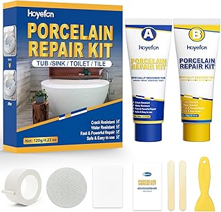 Porcelain Repair Kit White,Tub Chip and Bathtub Repair Kit for Chips, Cracks, Scratches, Rust, Holes on Tubs, Sinks, Tiles, Toilet, Ceramics, Fiberglass, Enamel, Acrylic