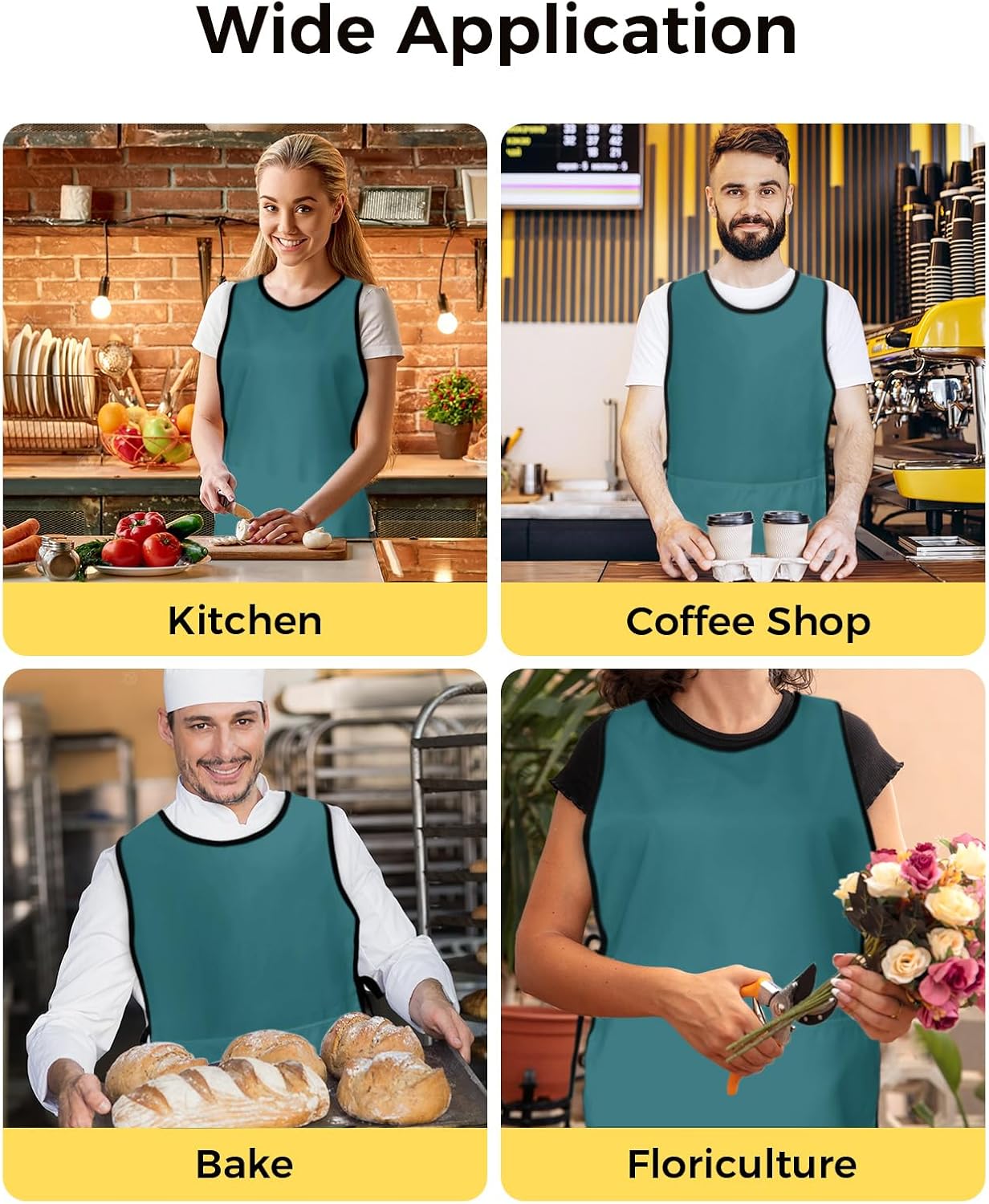 Unisex Cobbler Apron with 2 Pockets, Solid Color Teal Waterproof Vest Kitchen Chef Apron, Smock Apron Vest Cobbler Aprons for Women Men, 2 Pack, 20” x 27.5”
