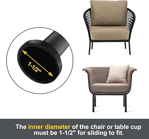 Miniatura 4 de Luomorgo Paquete de 32 tapas de hierro forjado de 1-12 pulgadas para muebles de patio, insertos de tapas de metal para sillas deslizantes,
