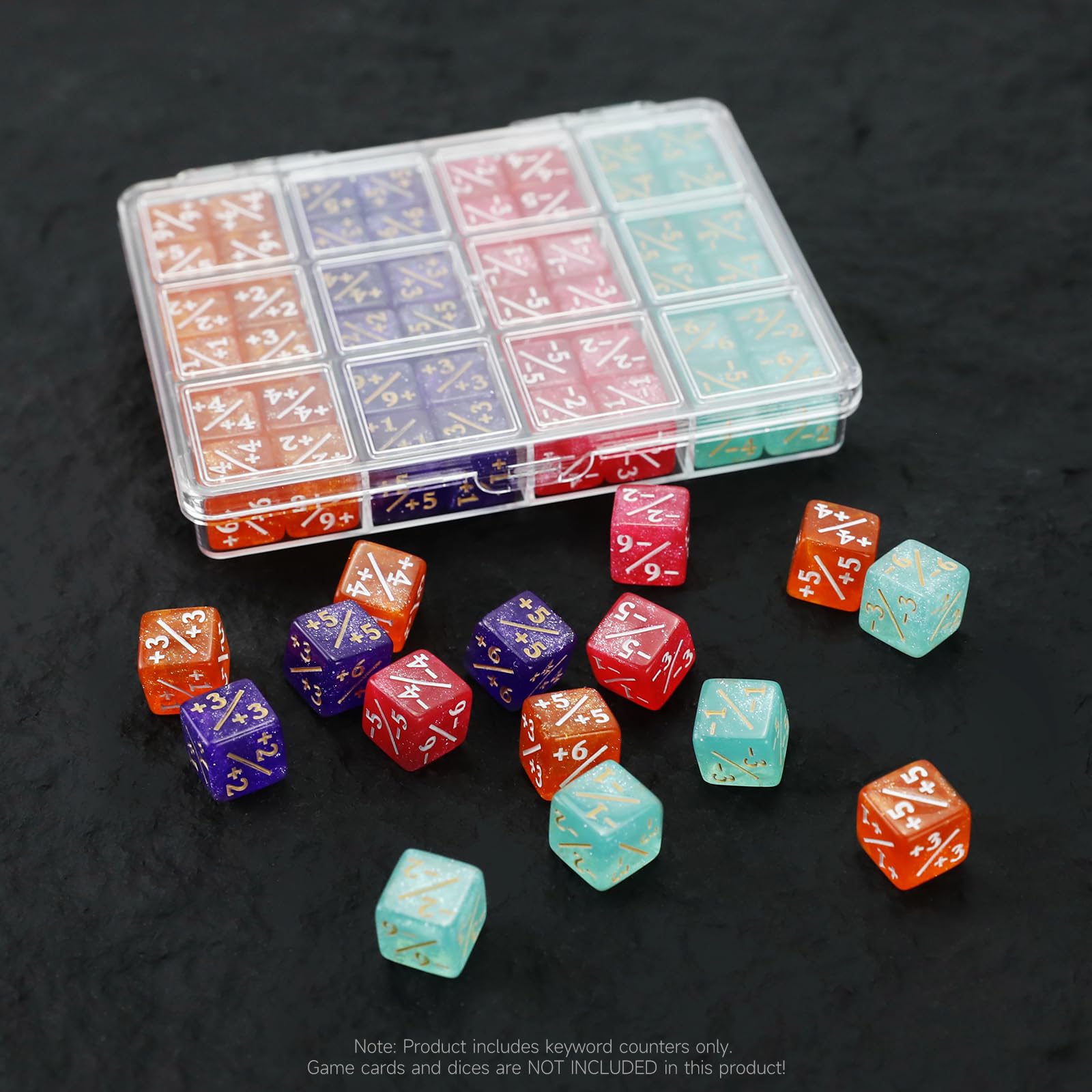 SIXPOINTS 108 Dés Compteurs MTG – 12 Mm – 4 Couleurs – 60 Jetons Mots-clés – Boîte – Magic