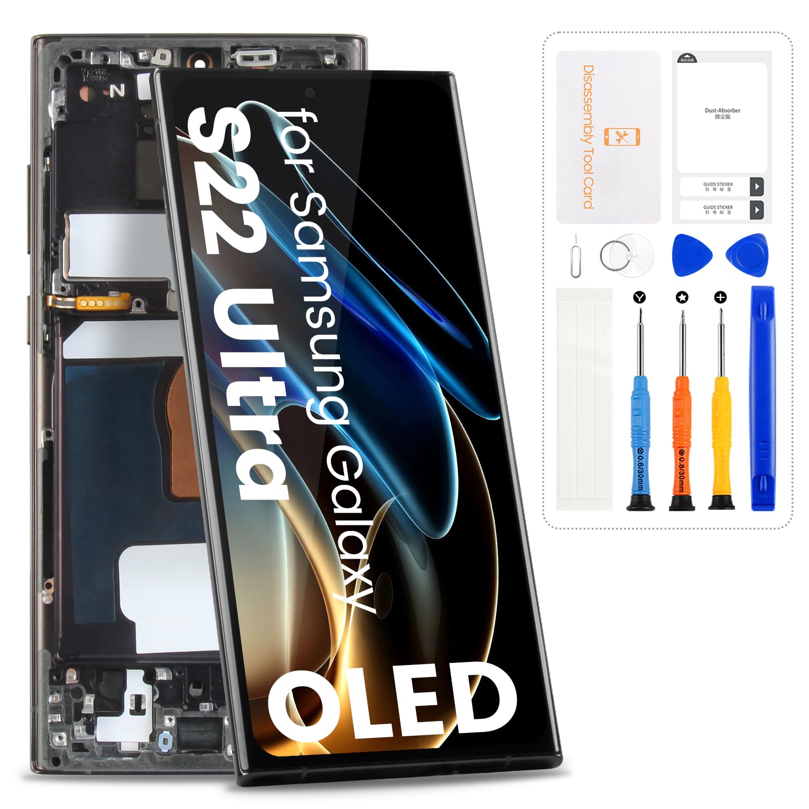 Photo 1 of OLED for Samsung Galaxy S22 Ultra 5G Screen Replacement with Frame, Black,US Version