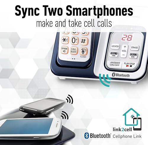 Miniatura 3 de Panasonic KX-TGD563A Link2Cell - Teléfono inalámbrico Bluetooth con asistencia de voz y contestador automático, 3 teléfonos (renovado)