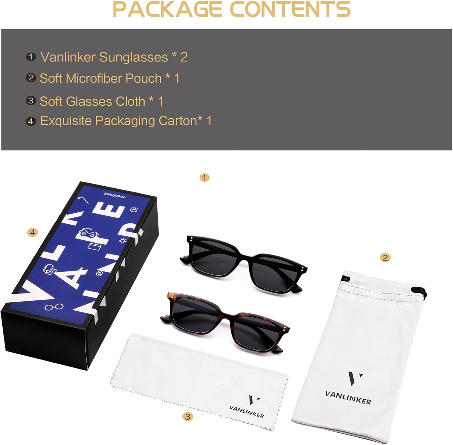 VANLINKER Polarized Trendy Small Slim Skinny Square Cat Eye Sunglasses for Women Men Retro Shades VL9862 - Image 4