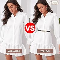 Vista 6 de JASGOOD Cinturón elástico para mujer, cinturón elástico retro para mujer, con hebilla dorada