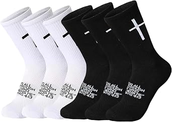 6 Pairs Christian Socks Cross Prayer Socks with Bible Verse,Christian Gift for Man Women Youth Birthday Christmas