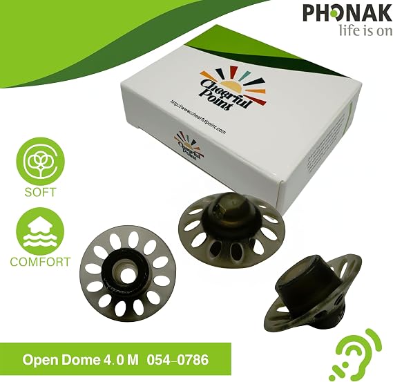 Phonak 4.0 Open Hearing Aid Domes, Medium Size (0.35 inch9 mm), 20 Domes in 2 Pack, Hearing aid Domes Manufactured by Sonova in Switzerland (OEM), 054-0786