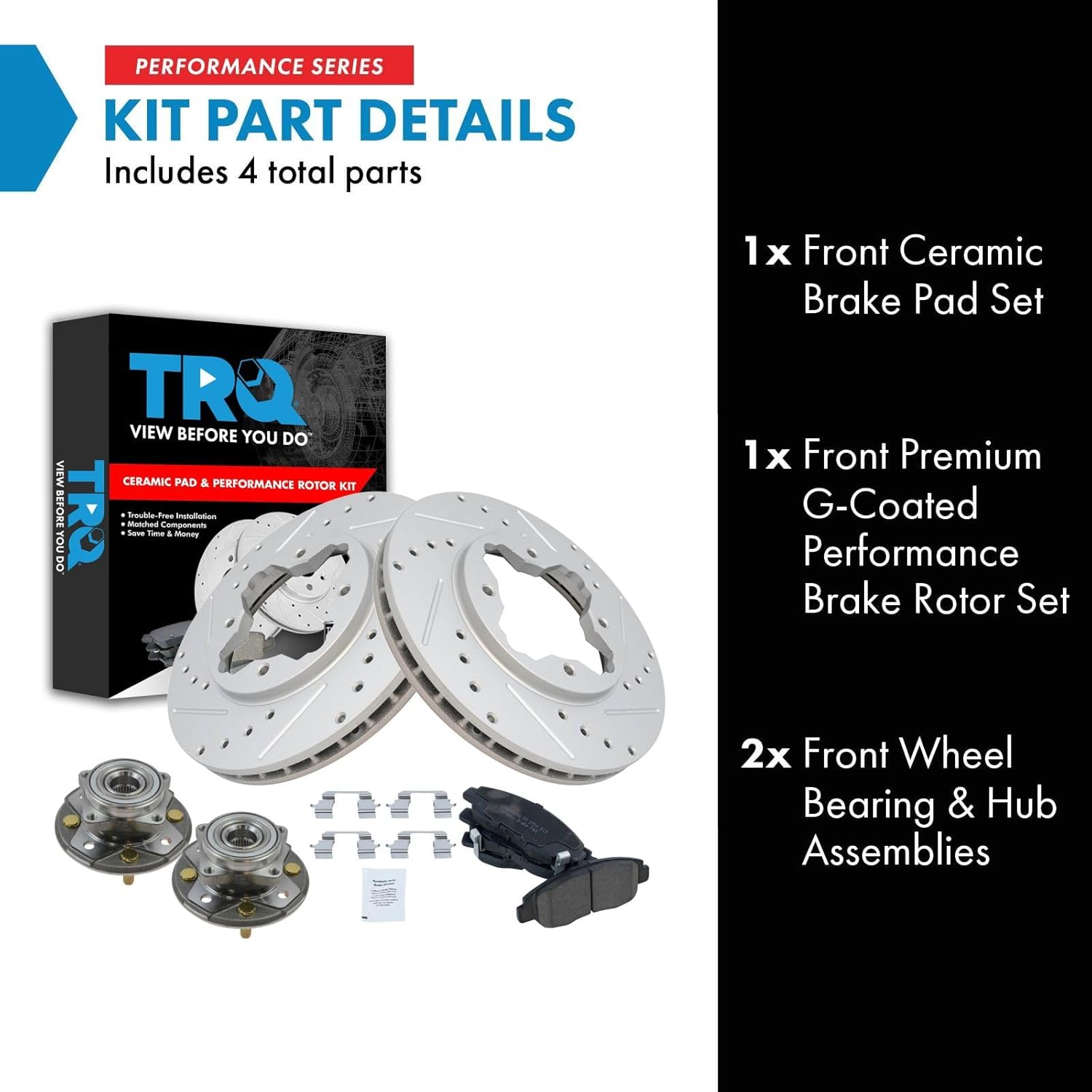 TRQ Performance Front Ceramic Brake Pad and Rotor Set Compatible with 1995-97 Honda Accord L4 2.2L 1990-93 Honda Accord Sedan with Akebono Calipers 1993-94 Honda Accord Coupe 1997 Acura CL L4 2.2L