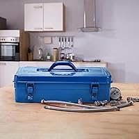 Vista 7 de Caja de herramientas portátil de acero, caja organizadora de herramientas de metal de 16 pulgadas con cierre de doble pestillo y asa, caja