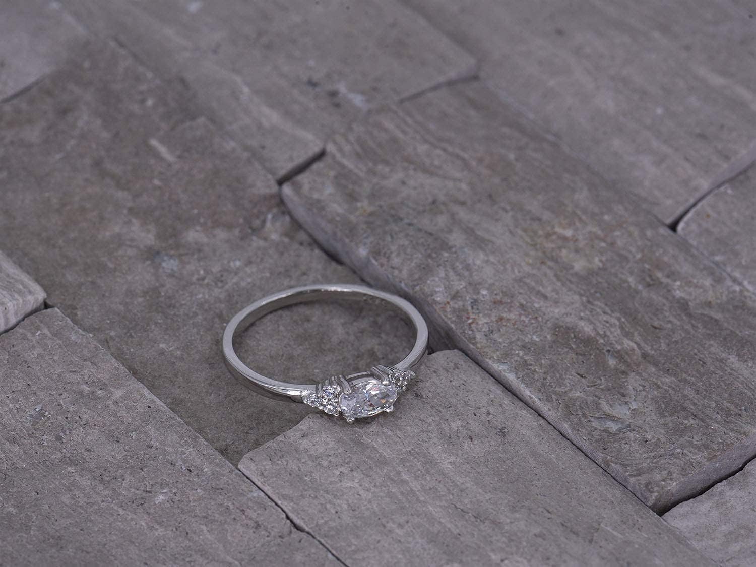 Sterling Silver 925 Oval Cut Prong Stacking Ring