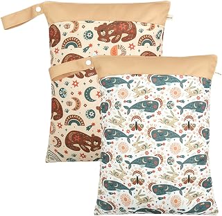 Baby Wet Dry Bag for Cloth Diaper Bag 2PCS Small Diaper Organizer Bag Waterproof Pouch for Swim,Gym,Stroller,Travel