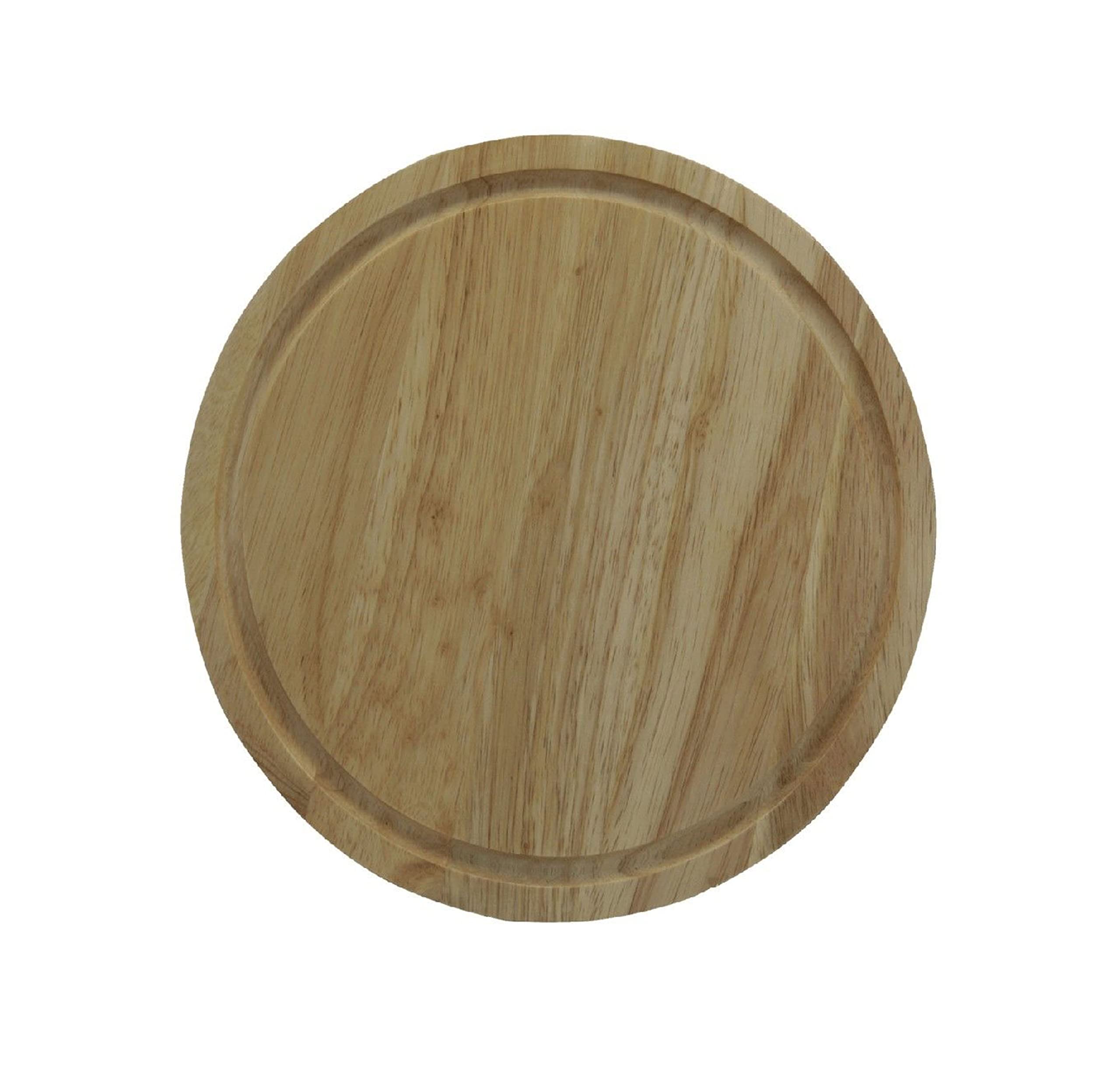 Vsorce4u 1 x 25cm Round Wooden Chopping Board Bread Cheese Fruit Vegetables Slicing Board Slicer