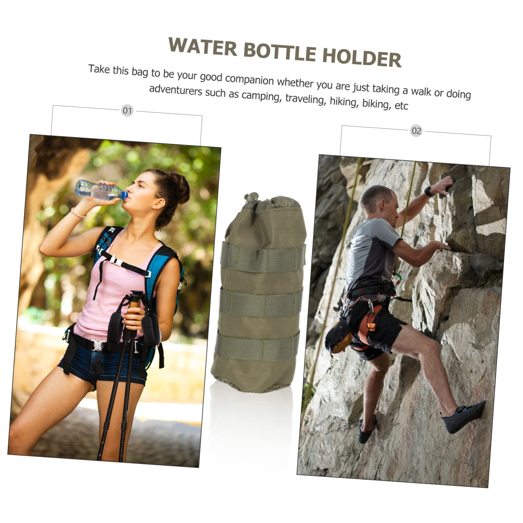 HANABASS 3 Stück Outdoor Wasserflaschenhalter Praktische Tragetasche für Camping Reisen Schützt Ihre Flasche Kratzern für Radfahren Fitness Militärgrün