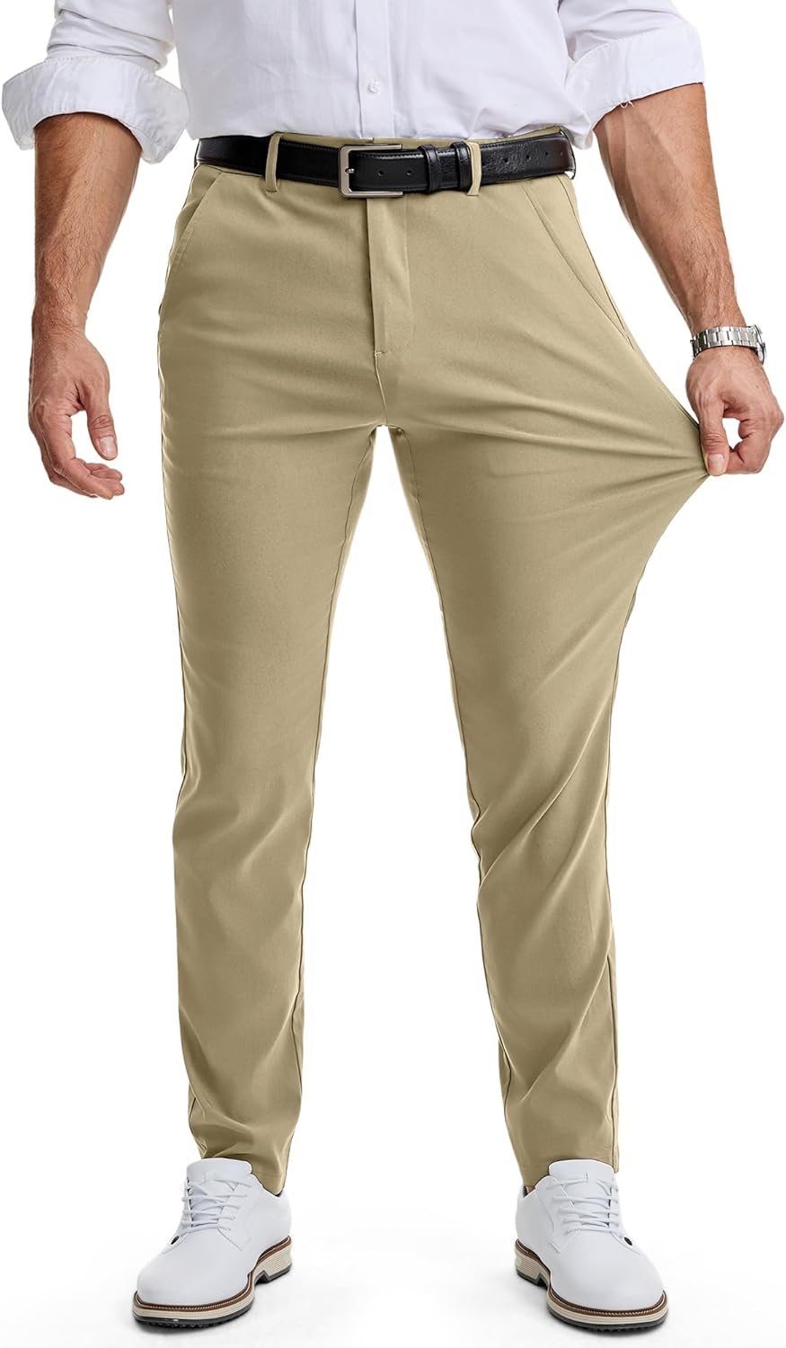 JMIERR Men's Skinny Stretchy Suit Pants Slim Fit Slacks Tapered Trousers - Image 2