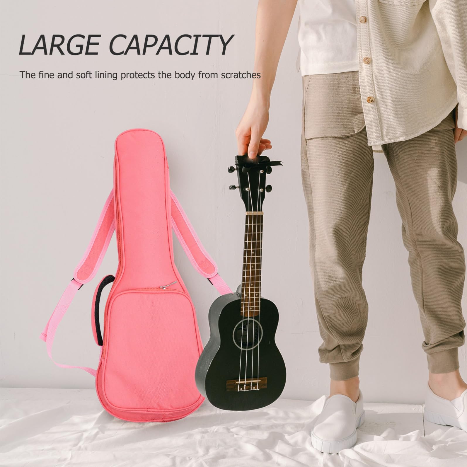 Estuche Portátil para Ukelele 26/27 Pulgadas Rosa Acolchado