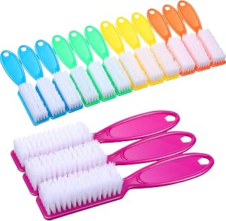 15 Pieces Nail Brush for Cleaning Fingernails Nail Scrub Manicure Brush Handle Grip Cleaning Brushes Pedicure Brush for Toes and Nails Cleaning, 5 Colors(Bright Colors)