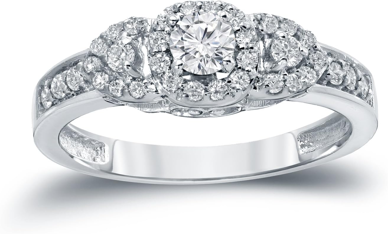 14k Gold 1/2ct cttw 3-Stone Diamond Engagement Ring (H-I, I1-I2) Size 4-9