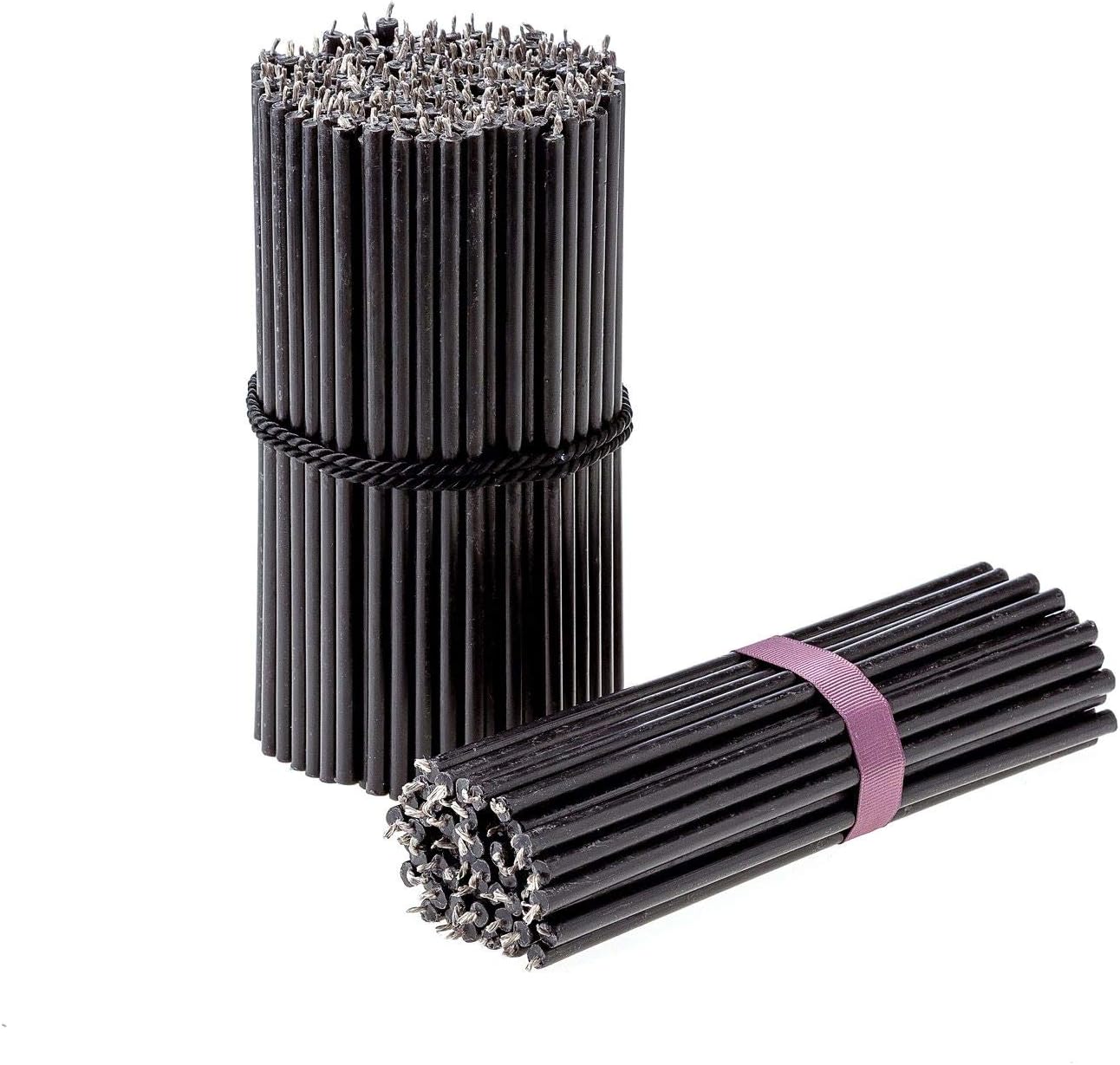 Danilovo 100% Pure Beeswax Taper Candles (Black) - Orthodox Church Candle Natural Honey Scented Tapers for Prayer Ritual Decor Christmas - No Soot Dripless Tall and Bendable Height 6.3 in (350 pcs)