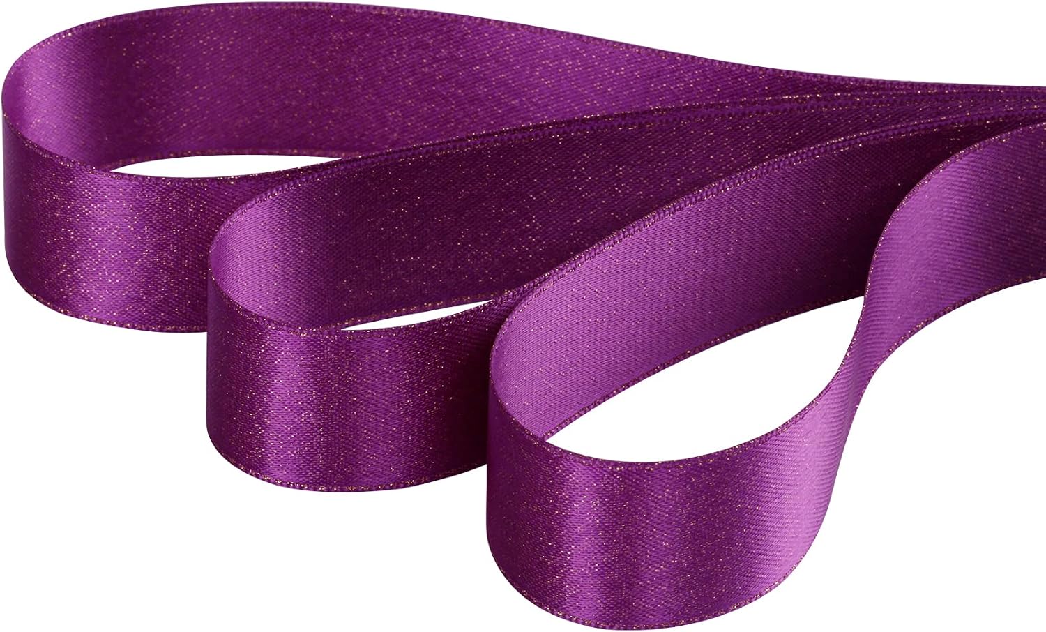 Joycrosso Purple Double Faced Glitter Ribbon, Luxury Gold Purl Ribbon, 22mm x 22 Meters - Image 4