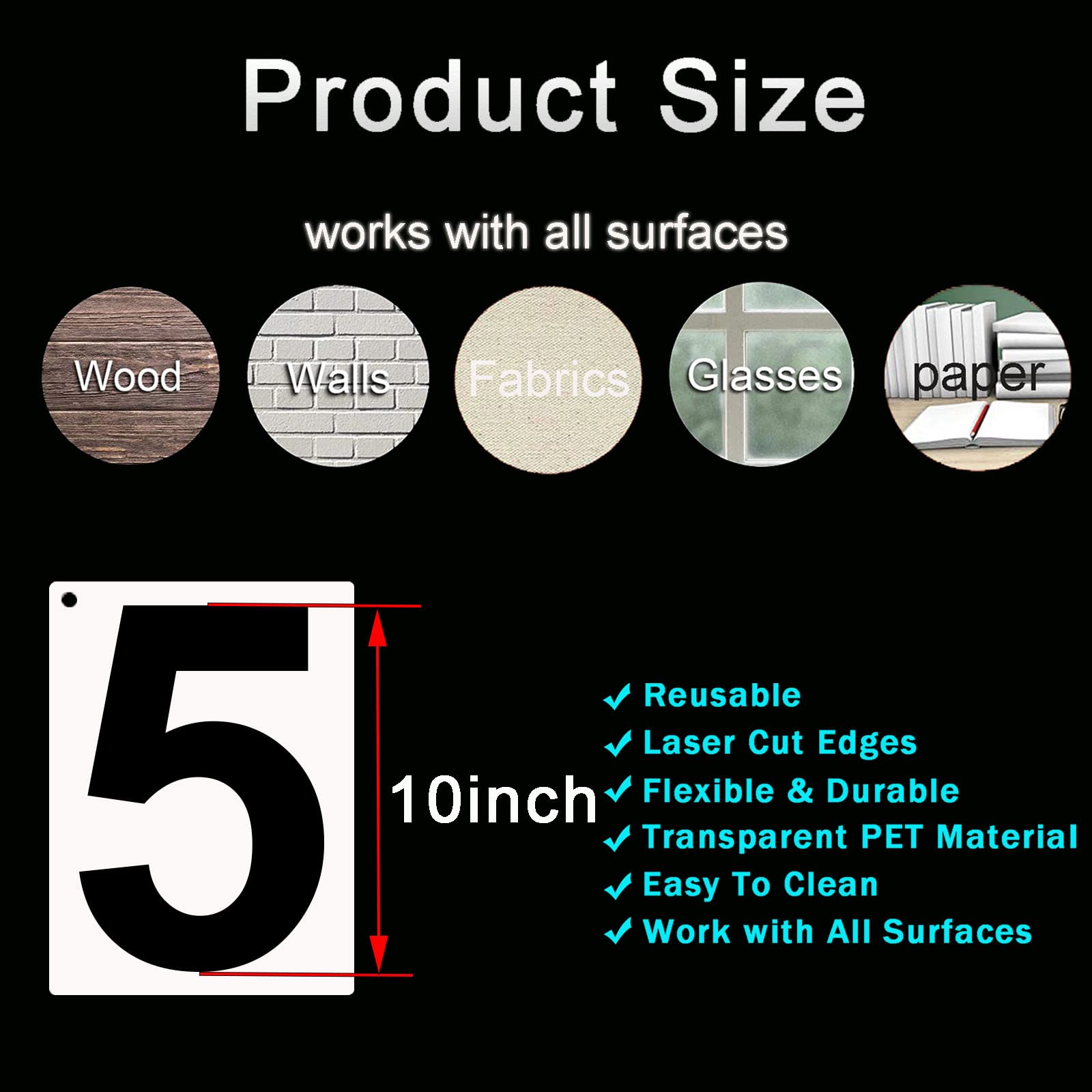 DXCYZ 10 Inch Large Number Stencils 0-9 - Reusable Plastic Address Stencil Kit For Mailbox, Door, Windows & Crafts - View #2