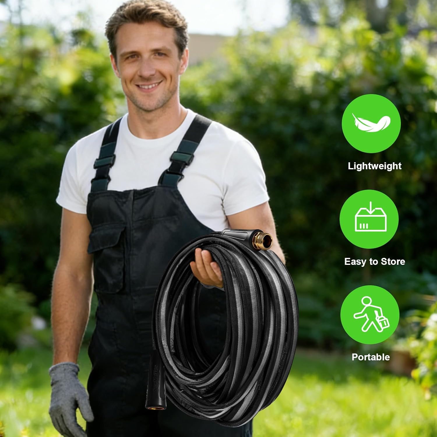 100ft Garden Hose Lightweight Flexible Water Hose, Abrasion Resistant, Kink Free, Durable Sturdy Hoses 2025 Up Graded Thicken Waterhose 700 PSI for Outdoor, RV, Marine, Convenient Storage, 3/4GHT