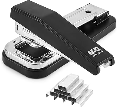 M&G Desktop Stapler Swing-Arm Stapler with 50 Sheet Capacity, 180 Rotation Design, Swivel Stapler with 1000 Staples for Booklet Binding, Durable Staplers for Office School Home Black