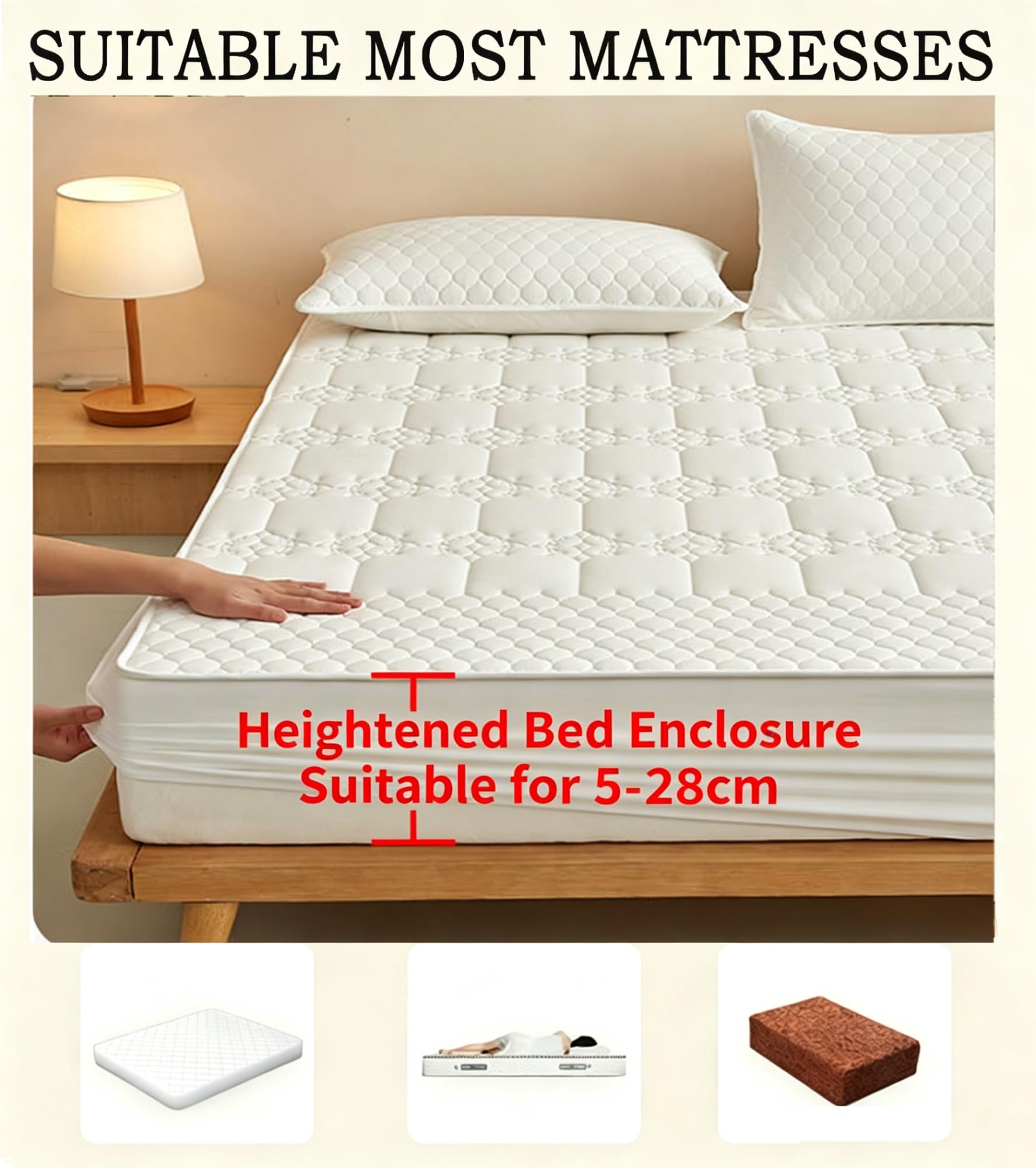 Protector de colchón Impermeable, Funda para colchón de 30 cm de Profundidad, para Dormitorio de Hotel o casa (Verde, Twin XL)
