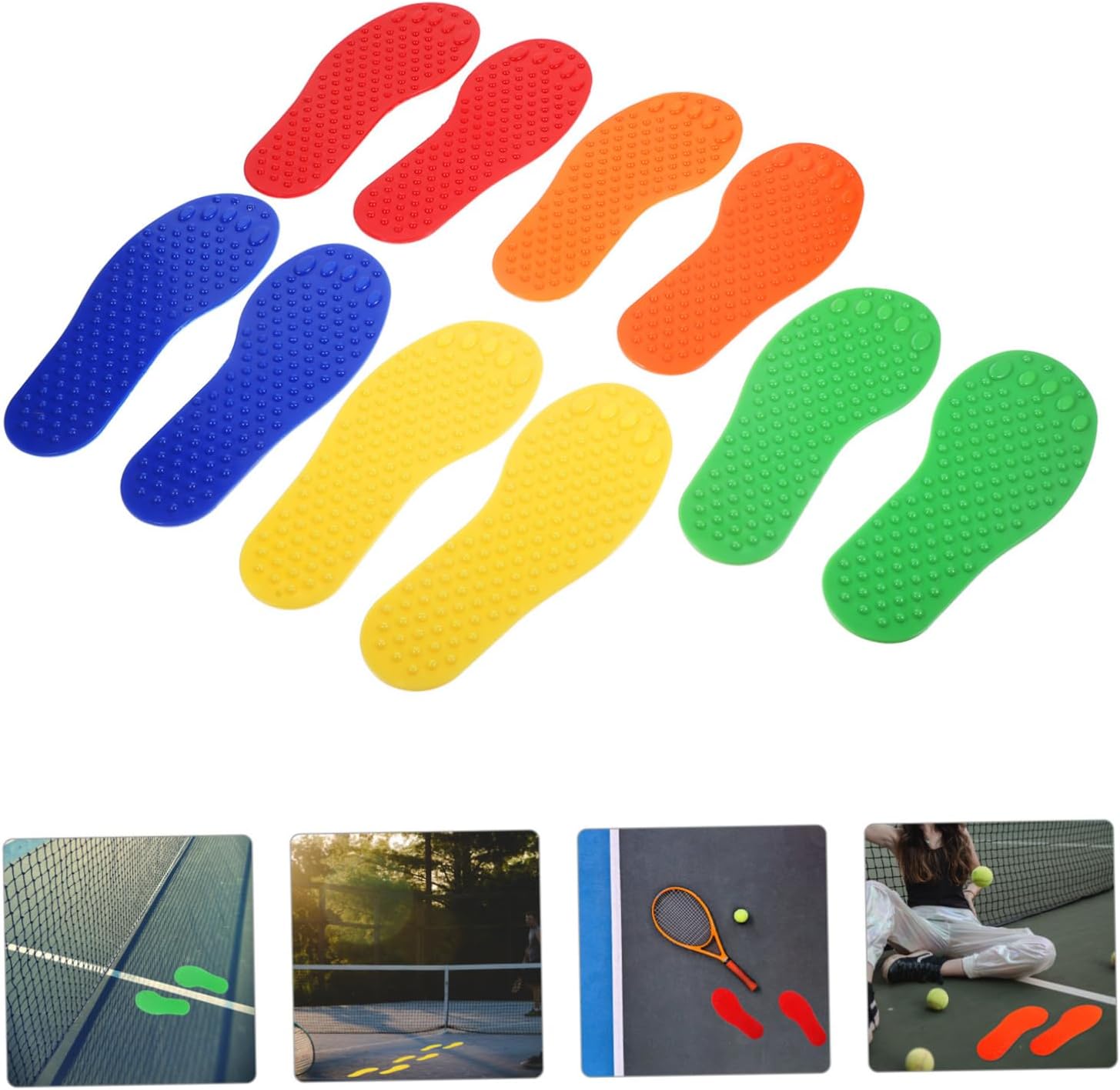 BESTonZON 10Pcs Footprint Floor Markers for Tennis Football and Basketball Training Versatile Spot Markers for Gym Classroom and Sports Facilities