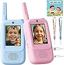 Video Walkie Talkies for Kids, Handheld 2 Pack Rechargeable Video Walkies Talkies, Indoor Outdoor Toys Christmas Birthday Gifts for Age 3-12 Year Old Girls Boys (Blue & Pink)