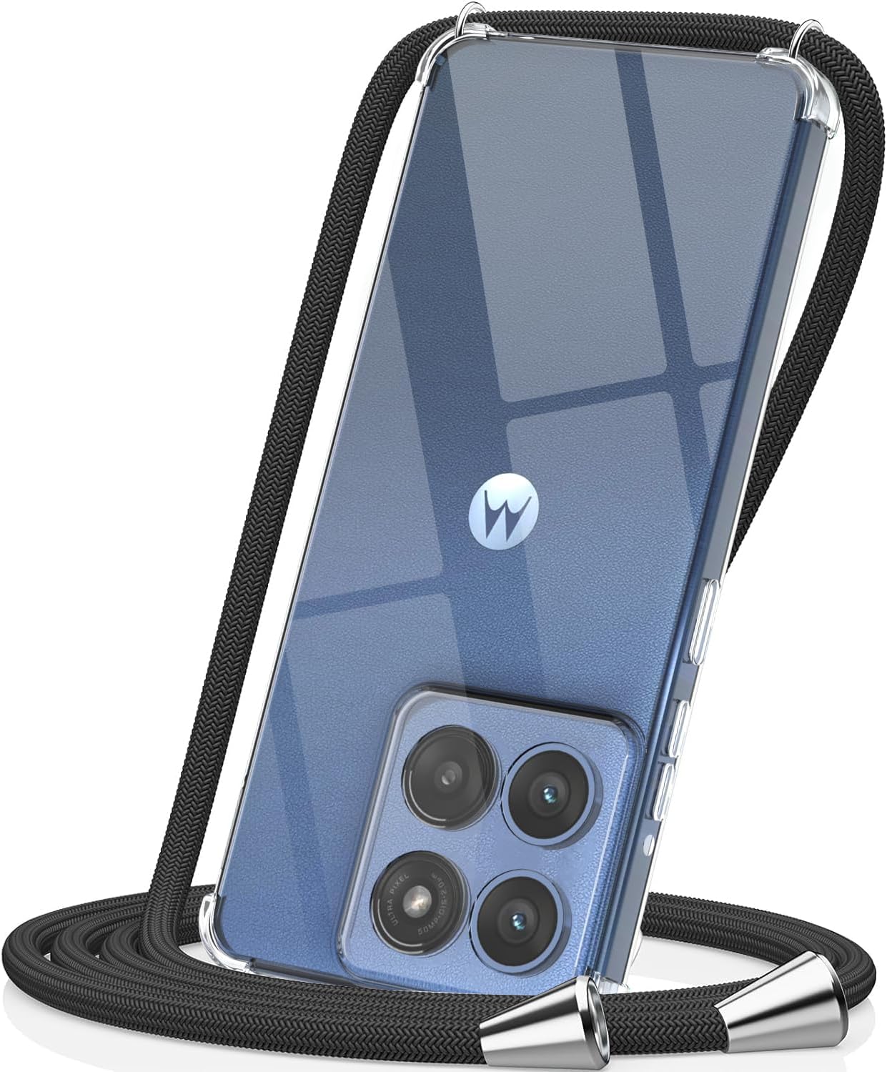 Clear Lanyard Crossbody Case for Moto G Power 2025/2026, with Neck Strap Lanyard Bumper Soft Protective Cover for Moto G Power 2025/2026-Black