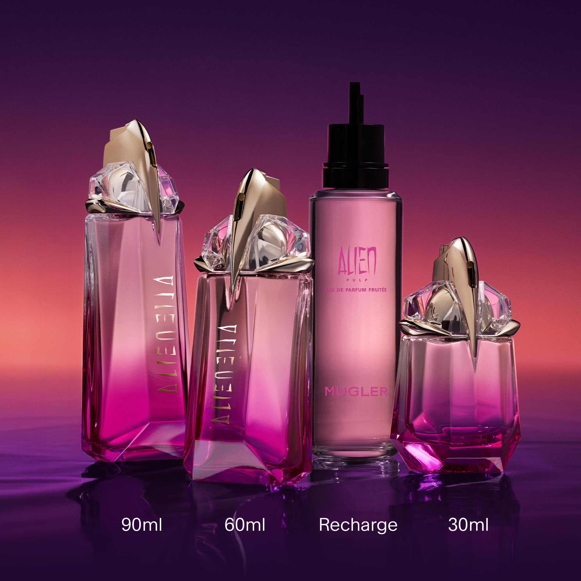 MUGLER Alien Pulp - Eau de Parfum Rechargeable Pour Femme - Floral Fruité Musqué - Accord Framboise Juteux, Extrait de Jasmin Crémeux et Musc Doux - Tenue Longue Durée - Spray Vaporisateur