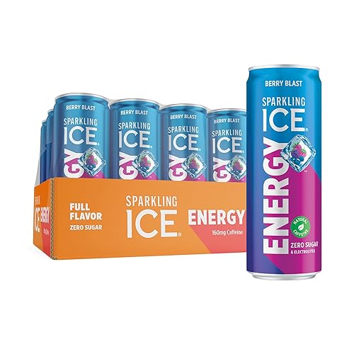 Sparkling Ice Energy Berry Blast 12Pk. Bebidas energéticas con vitaminas + antioxidantes, cero azúcar. Latas de 12 onzas líquidas.