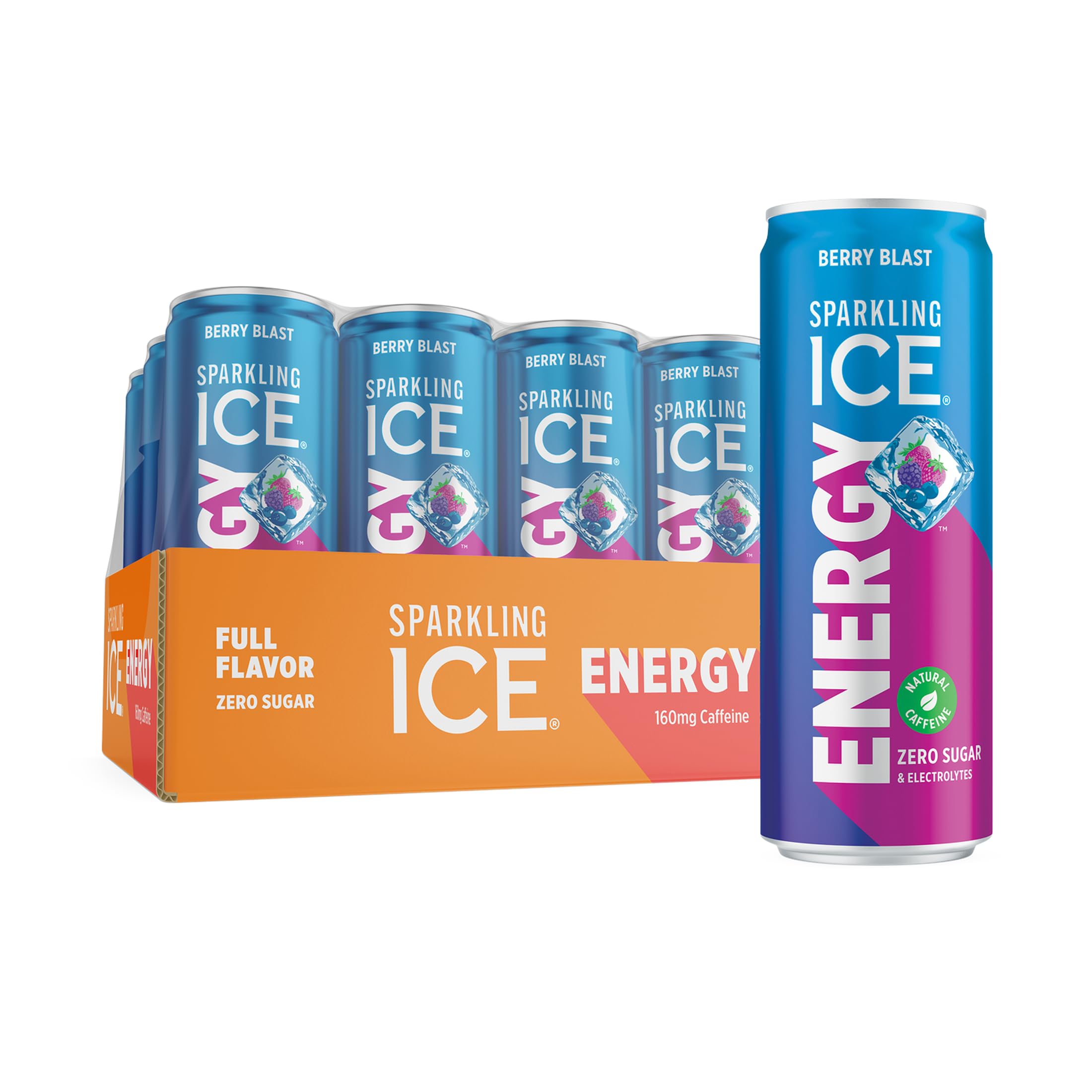 Energy Berry Blast 12Pk. Energy Drinks with Vitamins + Antioxidants, Zero Sugar. 12 fl oz cans.