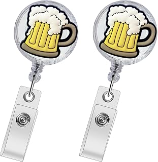 Beer Badge Reel - Cute Retractable ID Holder for Nurses, Medical Staff, Teachers & Students - 2 Pcs