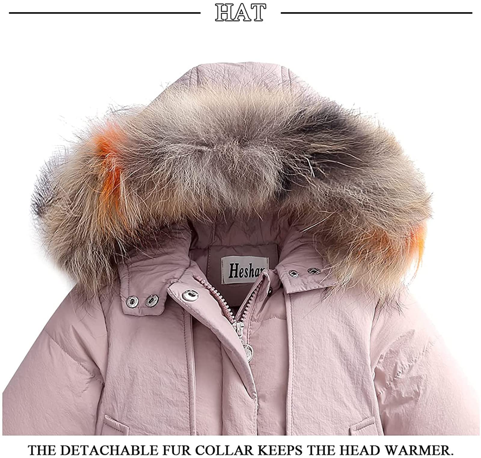 Generisch Piumino invernale per bambini, con cappuccio in pelliccia sintetica, caldo, abbigliamento outdoor