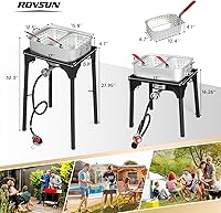 Vista 6 de Set de freidora de propano ROVSUN de 58,000 BTU con estufa de gas elevada, olla de freidora de aluminio de 18 cuartos, 2 canastos y termómetro