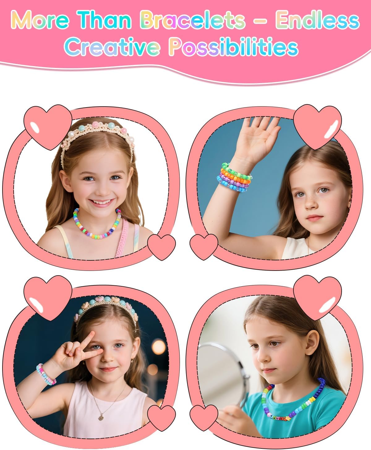 BestNow Pony Beads Bracelet Making Kit 48 Colors Friendship Bracelet Craft Kit with Alphabet Beads DIY Creative Gift for Bracelets Kandi for Girls boy Ages 6 7 8 9 10 11 12 - Image 7