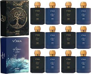 VOKKA Oud (6x100ml) & Aqua (6x100ml) Pack of 12x100ml Unisex Luxury Long Lasting Woody Perfume Gift Set For Men & Women |A... Price In India