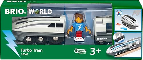 BRIO World 36003 Turbo Train | Dynamic Speed Boost Feature | Interactive Blue Light Indicators | Perfect Addition to Any Set | Suitable for Children Age 3 and Up
