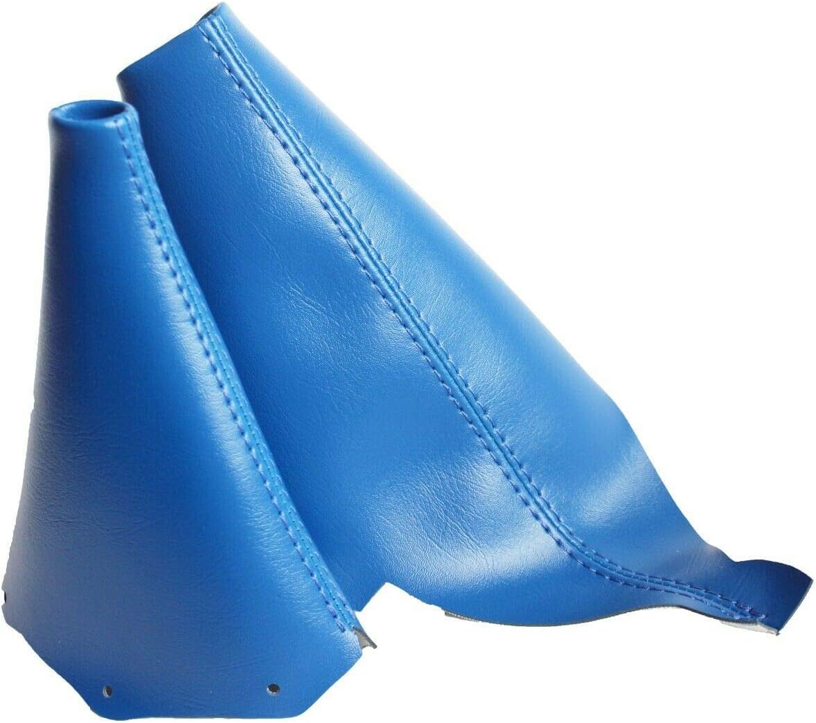 Fits 2007-2014 Mini Cooper R55 R56 R57 Synthetic Blue Leather Manual Shift & EBrake Boots SET (Skin Only)