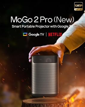 XGIMI MoGo 2 Pro (New) 1080P Portable Projector, Google TV with Licensed Netflix, with WiFi and Bluetooth, 430 ISO Lumens, 2X8W Speakers, Supports 4K, Auto Focus, Object Avoidance, Screen Adaption
