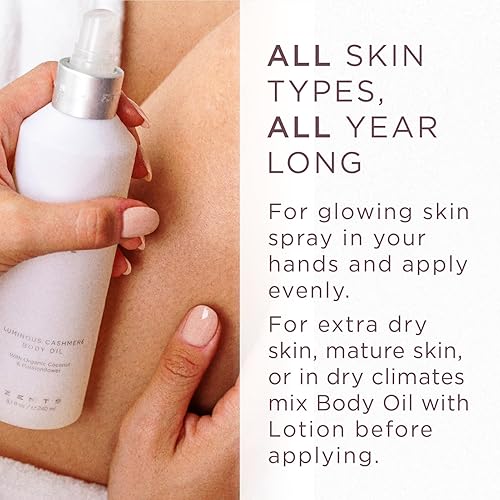 Miniatura 5 de Zents Aceite corporal de cachemira luminoso, suaviza e hidrata la piel con vitamina E y aceite de coco orgánico, 8 fl oz  8.1 fl oz (mineral)