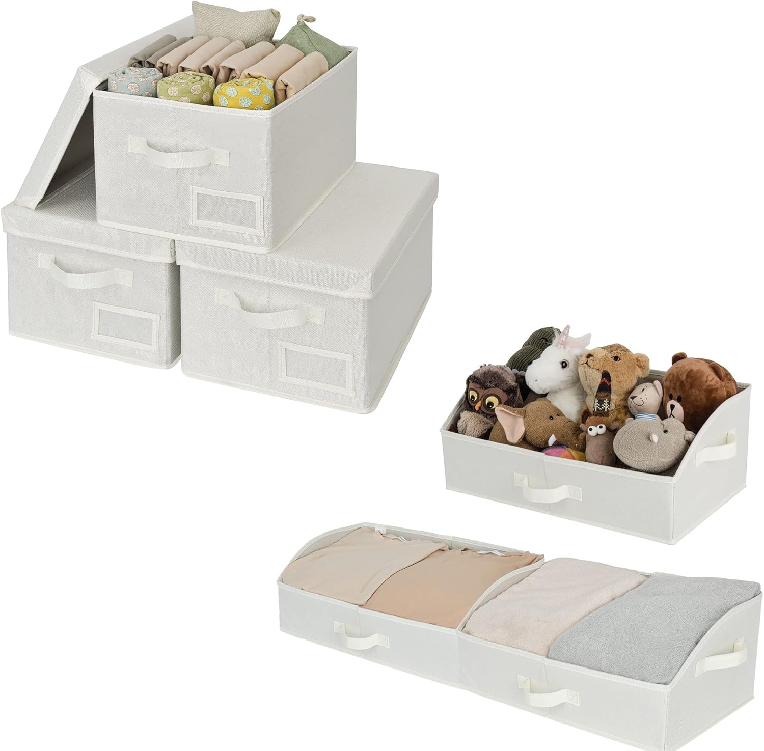 GRANNY SAYS Bundle of 3-Pack Clothing Storage Bins & 3-Pack Trapezoid Storage Bins for Wardrobe