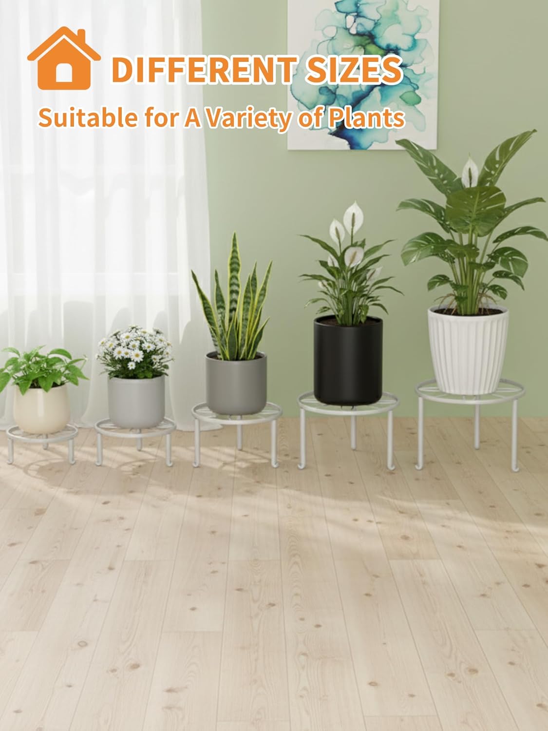 5 Pack Heavy Duty Metal Stand Decorates Multiple Plants for Indoor and Outdoor, Anti-Rust Iron Flower Pot Holder Stand, Potted Plant Shelf for Garden,Patio