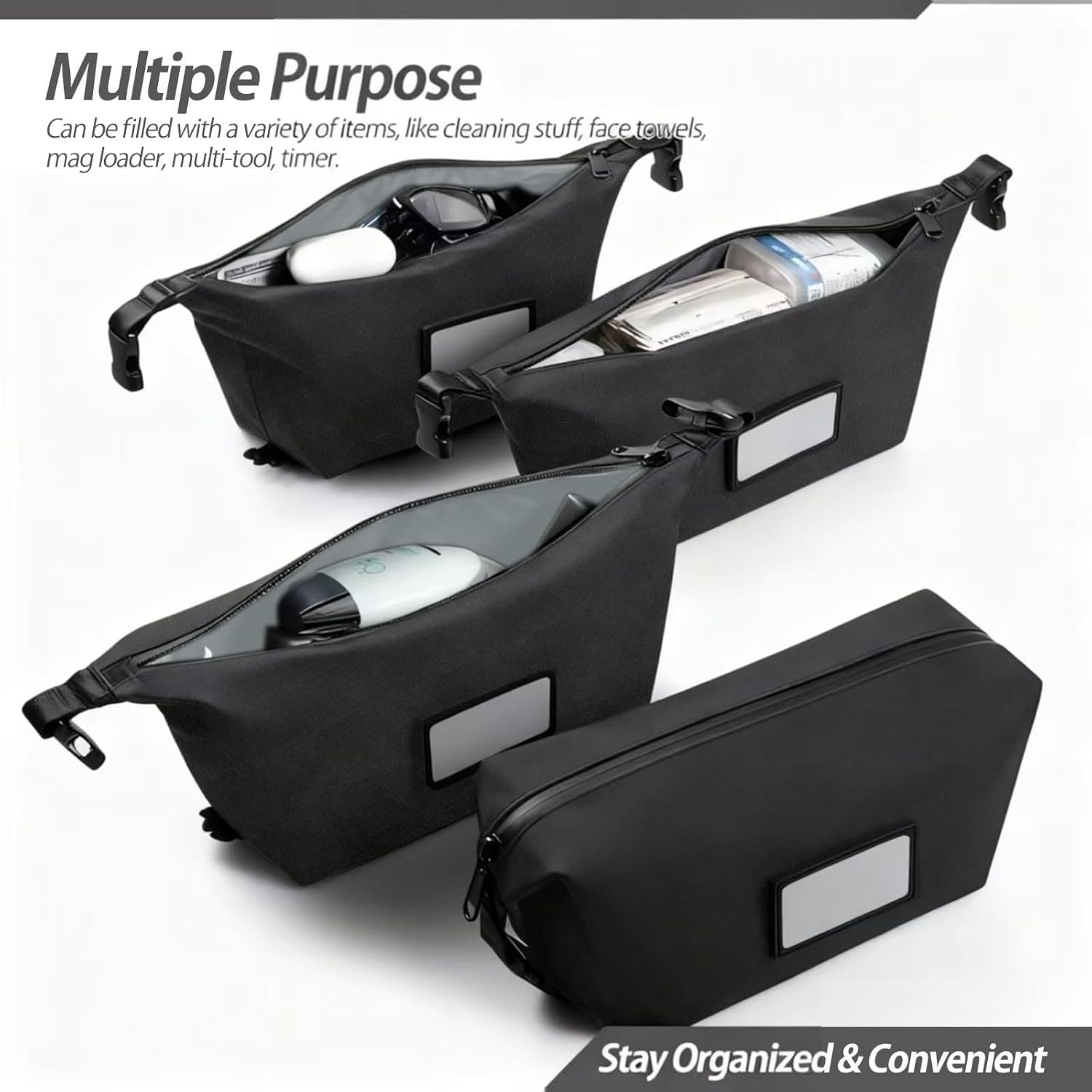 4-Pack Tactical Ammo Bag, CITYCHASE Ammo Pouch with Adjustable Handle Bunkle & Rubber ID Patches, Loose Molle Pouches Ammo Case for Rifle Pistol Range Bag